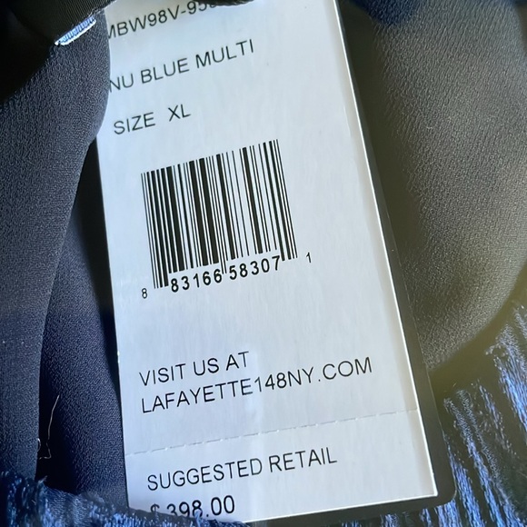 Lafayette 148 New York blue multi color blouse - Picture 8 of 8